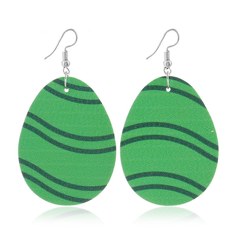 Wholesale easter leather egg-shaped earrings