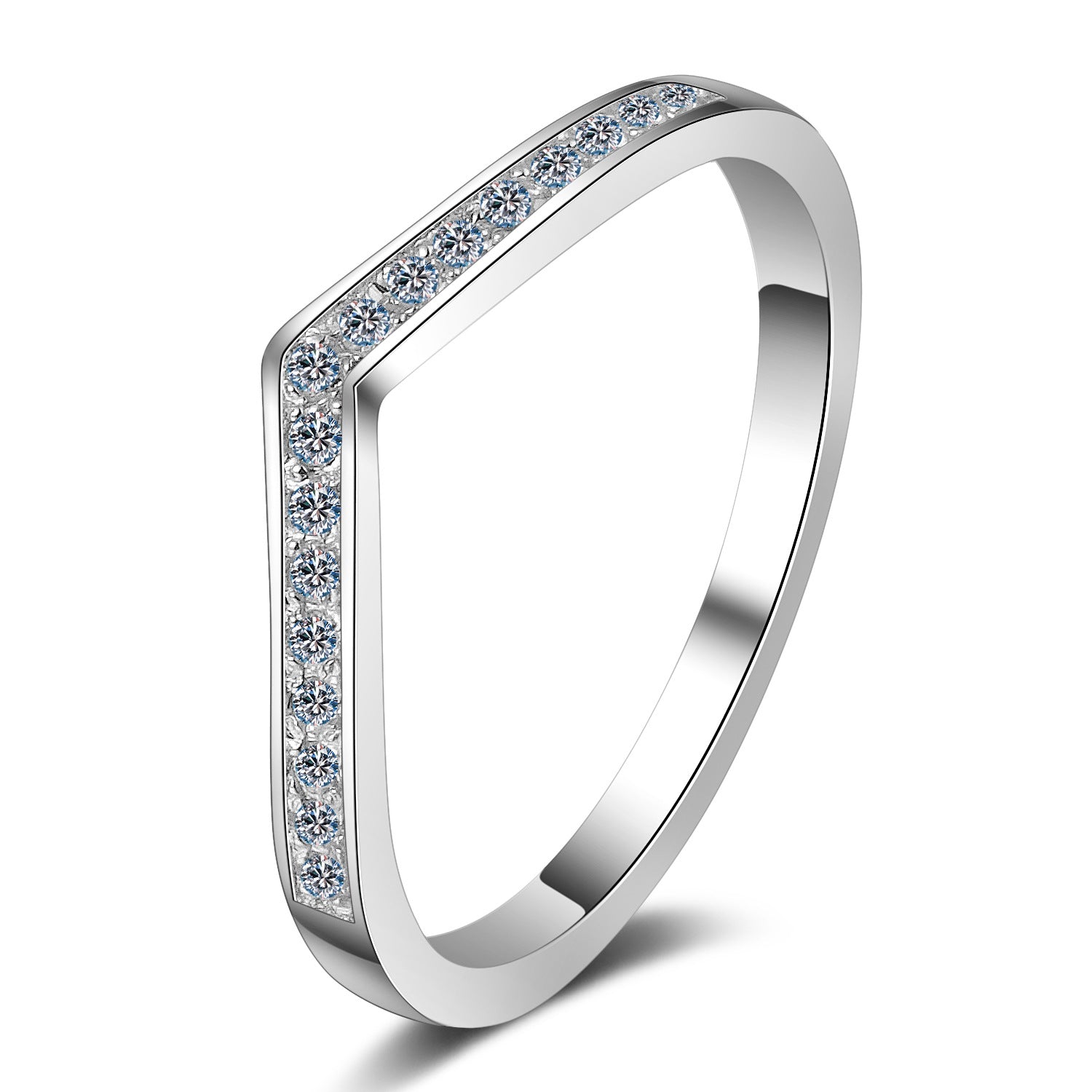 Wholesale V-Shaped 14 Points Moissanite Row Ring