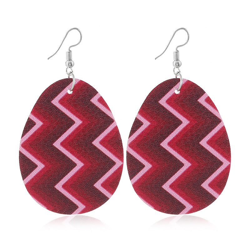 Wholesale easter leather egg-shaped earrings