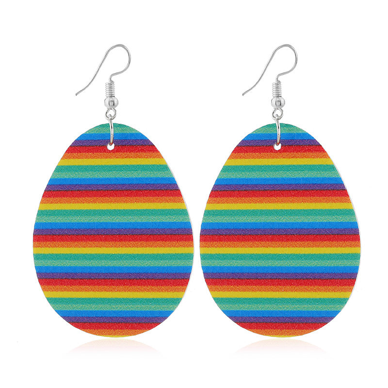 Wholesale easter leather egg-shaped earrings