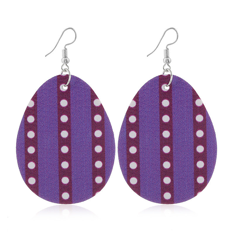 Wholesale easter leather egg-shaped earrings