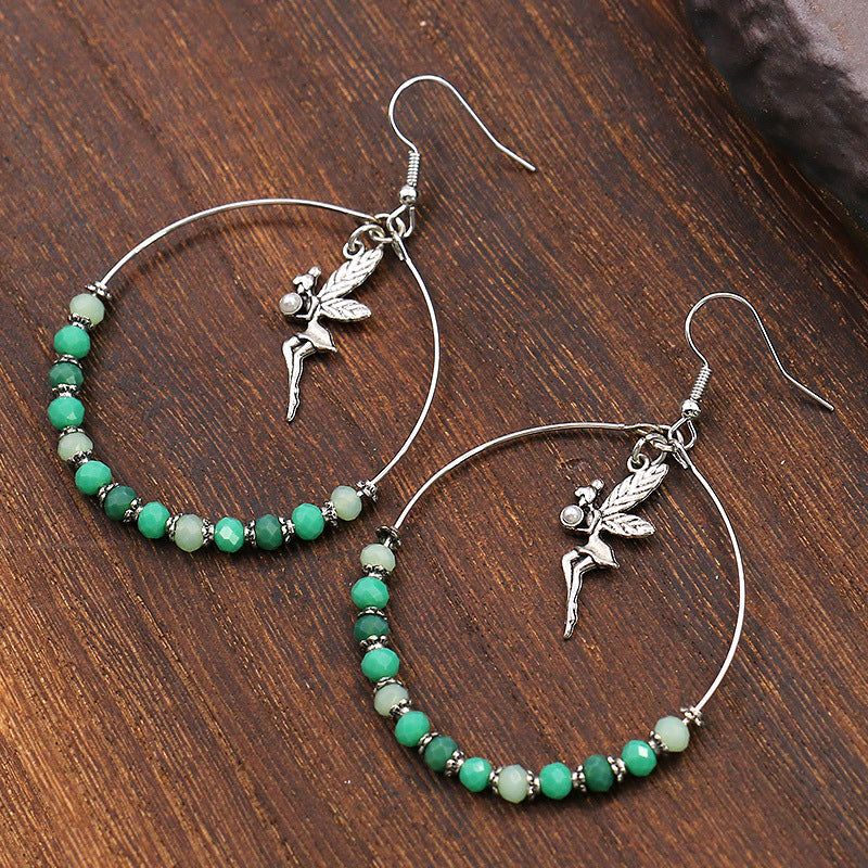 Wholesale Large Circle Bohemian Beaded Earrings Alloy with Wood Beads for Party Wear Jewelry Accessory