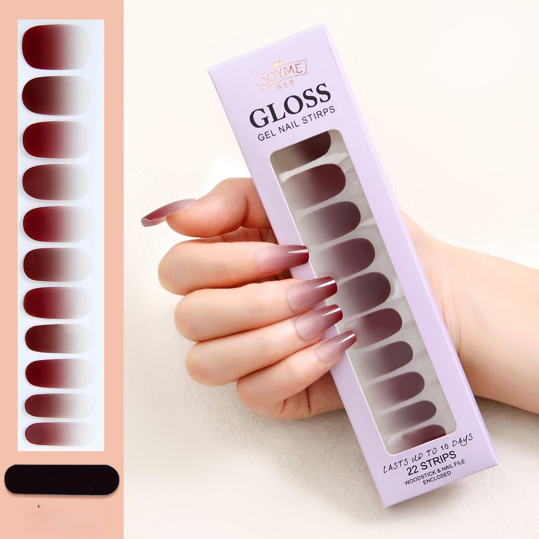 Wholesale Nail Stickers Waterproof, Baking Free, Solid Color Nail Stickers 22 Stickers ACC-NS-XKQ003