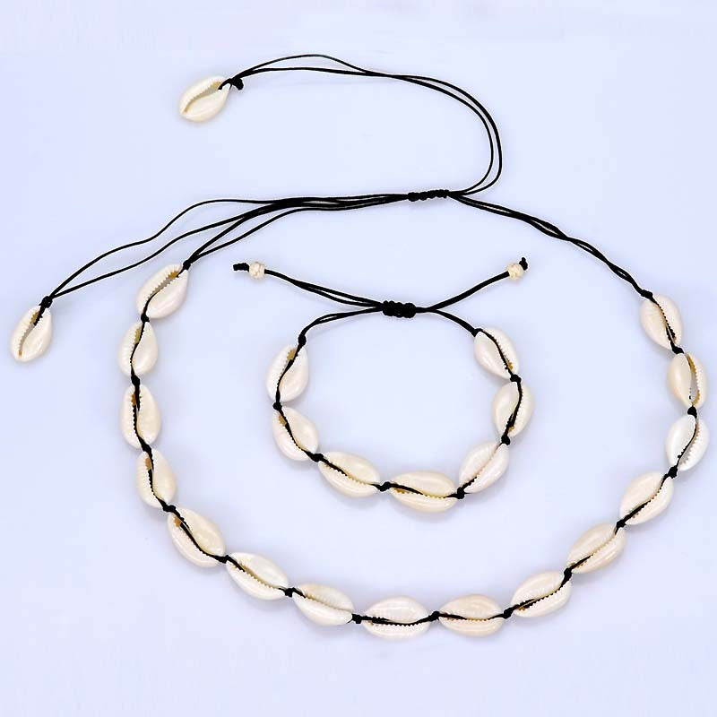 Wholesale Ocean Style Shell Braided Bracelet Necklace