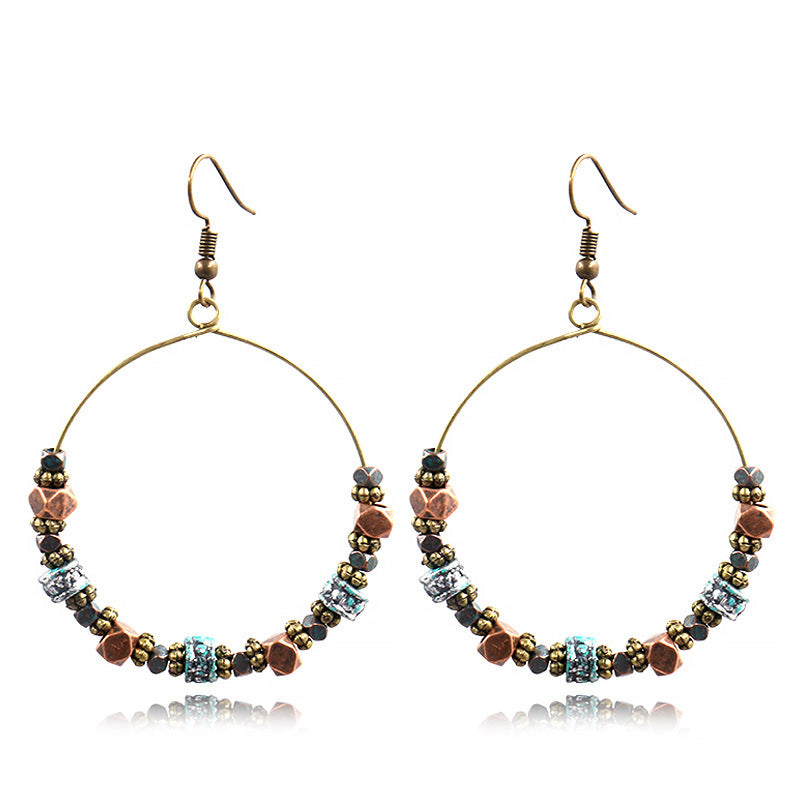 Wholesale Electroplated Shell Bohemian Large Circle Earrings Chic Jewelry Accessory for Party Boutique Resale