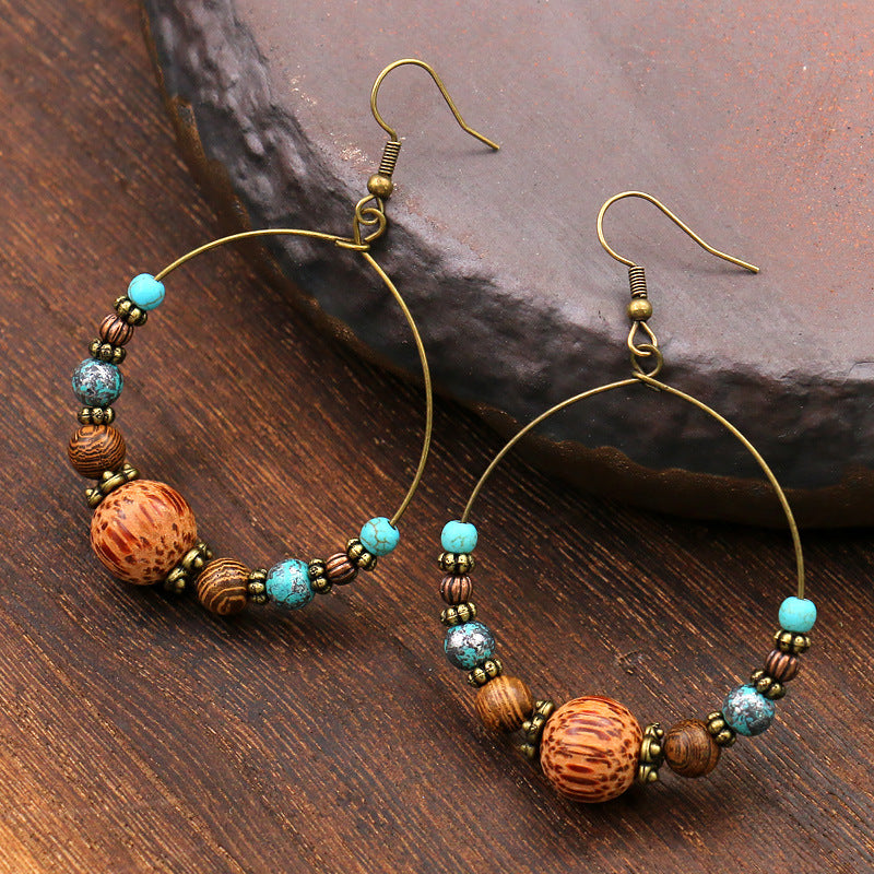 Wholesale Electroplated Shell Bohemian Large Circle Earrings Chic Jewelry Accessory for Party Boutique Resale