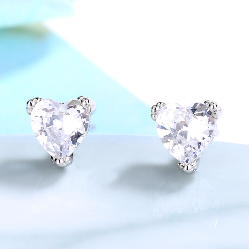 Wholesale s925 sterling silver heart diamond earrings