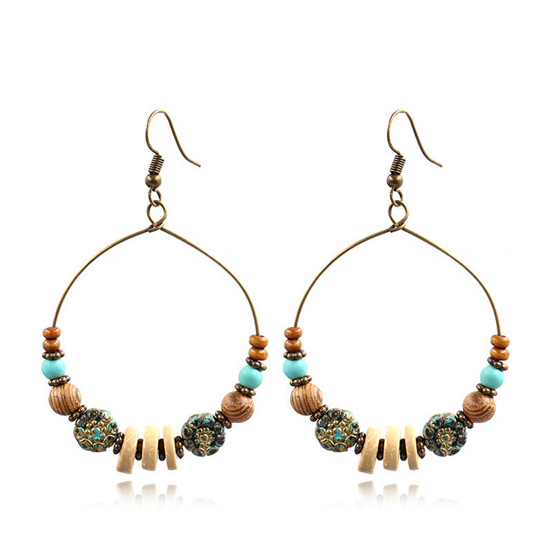Wholesale Electroplated Shell Bohemian Large Circle Earrings Chic Jewelry Accessory for Party Boutique Resale