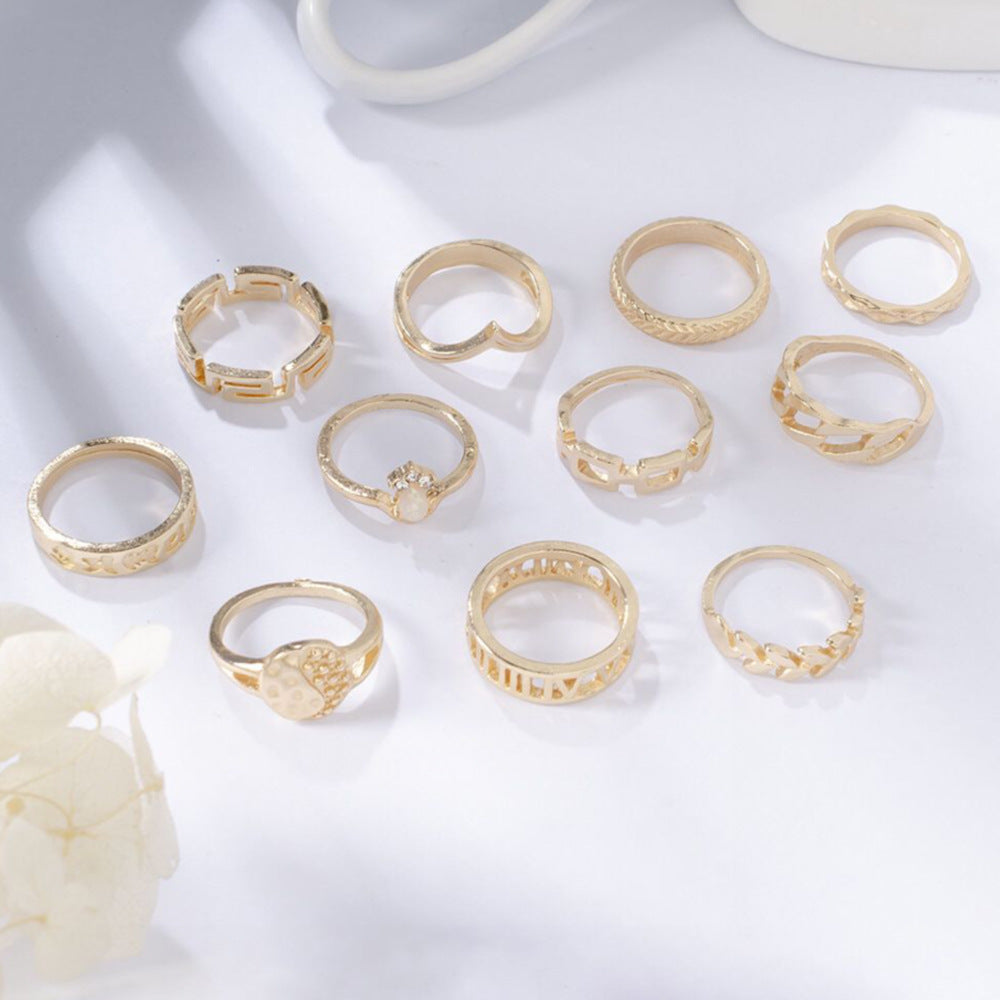 Wholesale  Geometric  Pattern Diamond Set of 11-Piece Ring