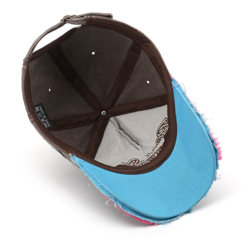 Wholesale Vintage Washed Old Letter Embroidered Hole Peaked Baseball Cap Hat ACC-HT-TuLa001