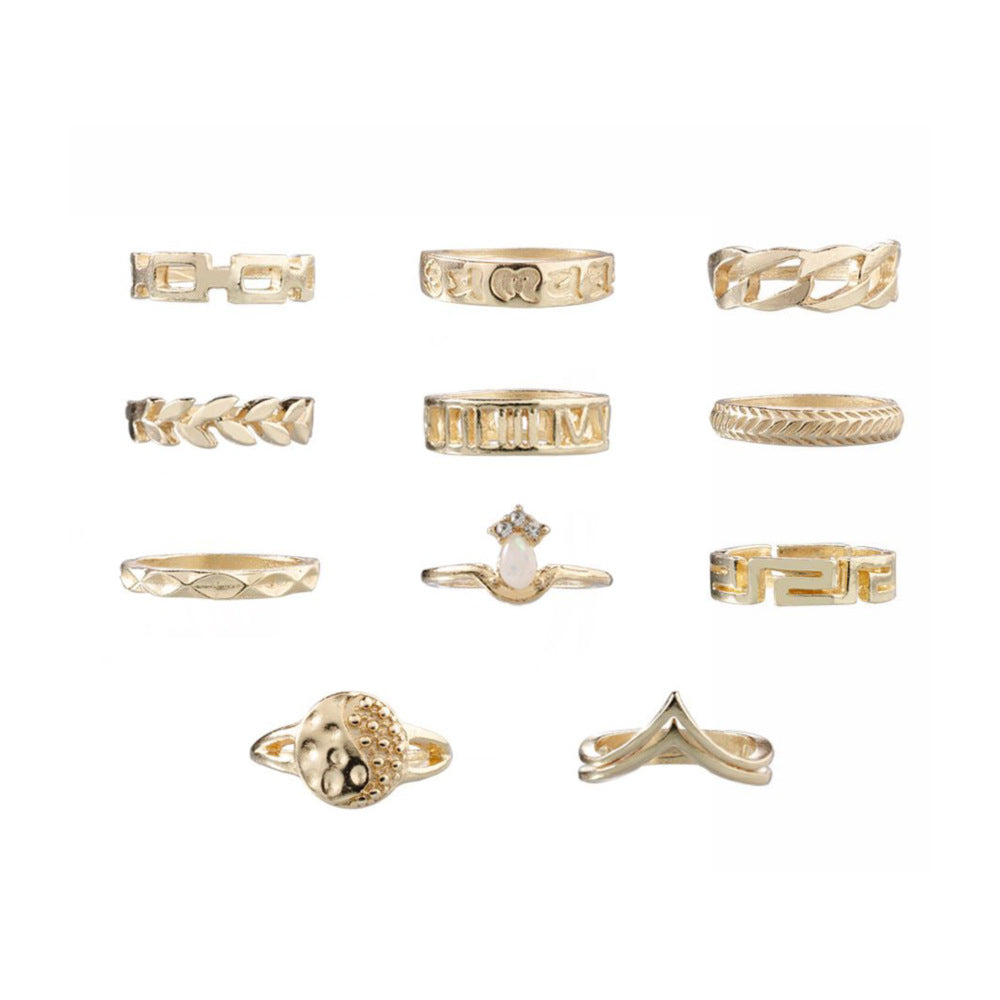 Wholesale  Geometric  Pattern Diamond Set of 11-Piece Ring