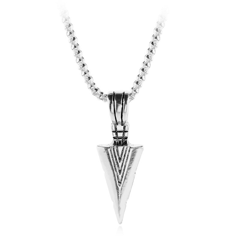 Wholesale Triangle Arrowhead Men's Alloy Vintage Pendant Necklace