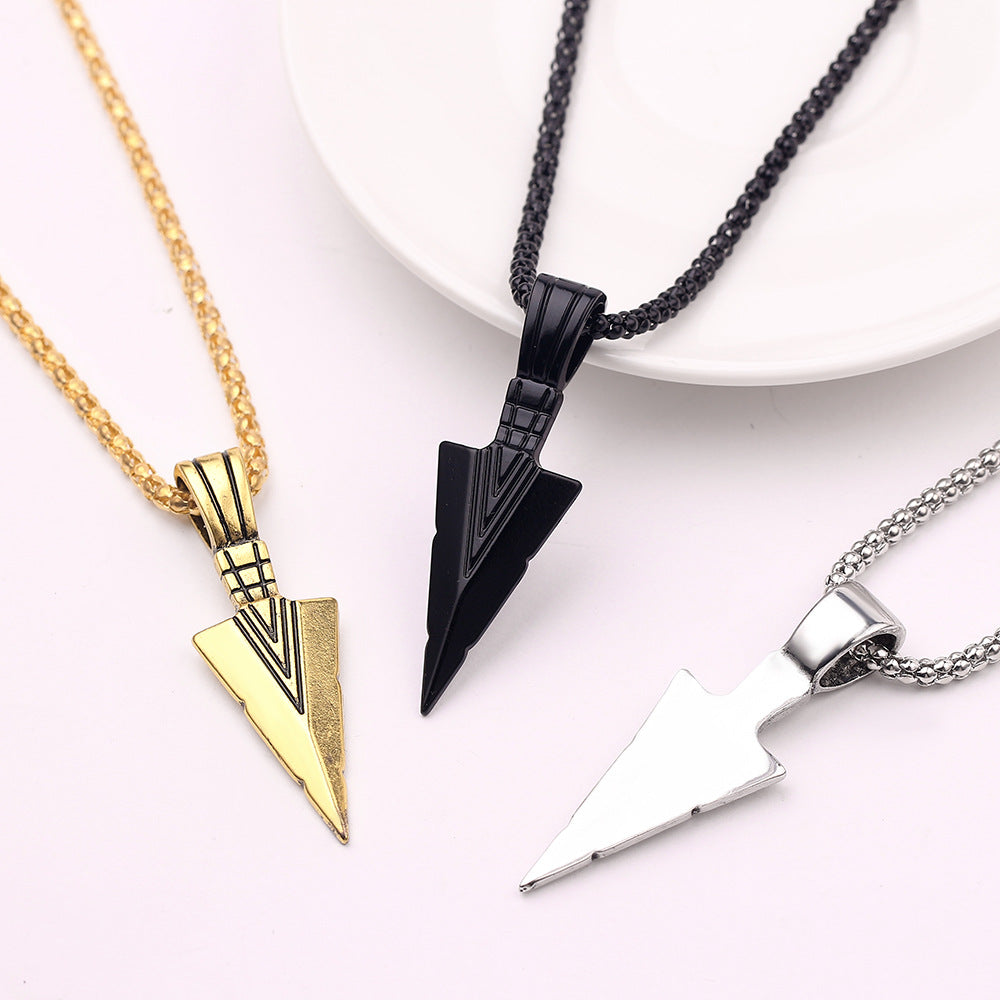 Wholesale Triangle Arrowhead Men's Alloy Vintage Pendant Necklace