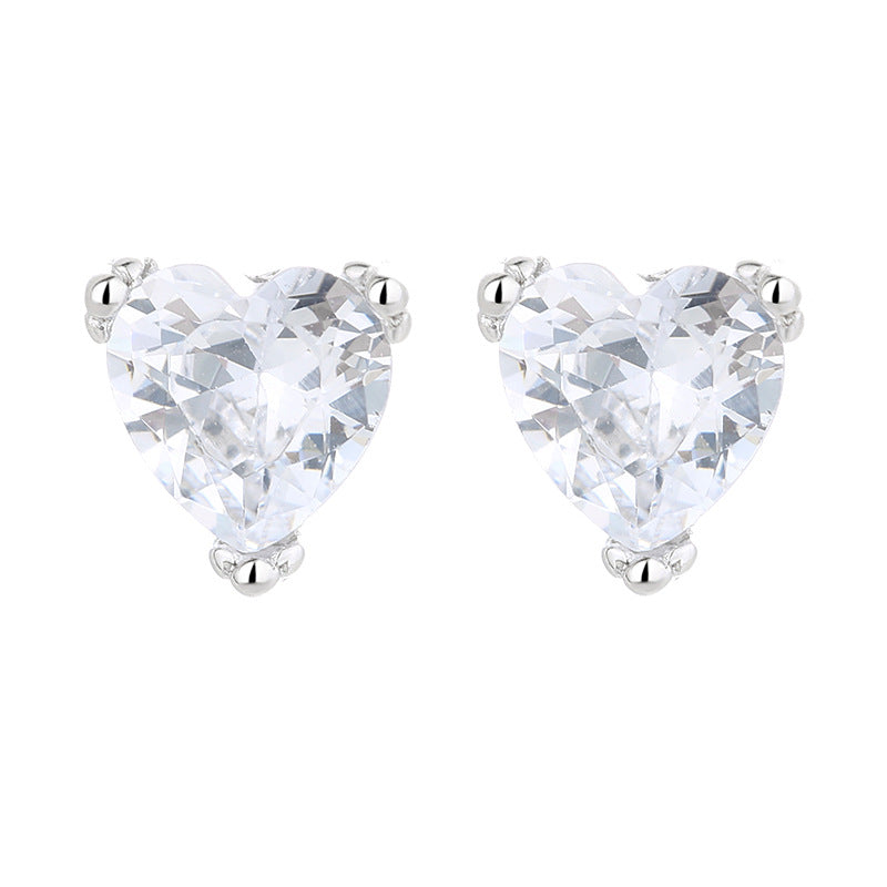Wholesale s925 sterling silver heart diamond earrings