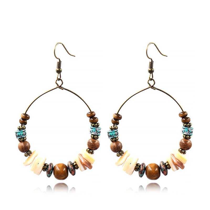 Wholesale Electroplated Shell Bohemian Large Circle Earrings Chic Jewelry Accessory for Party Boutique Resale