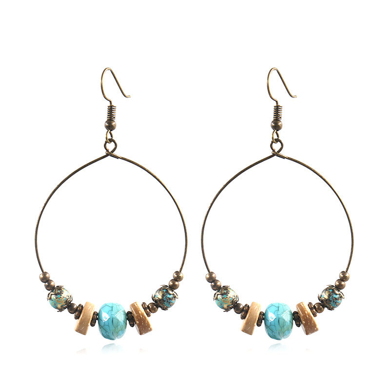 Wholesale Electroplated Shell Bohemian Large Circle Earrings Chic Jewelry Accessory for Party Boutique Resale