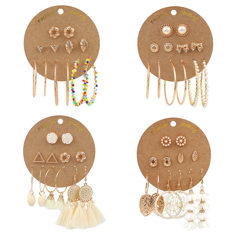 Wholesale Bohemian Golden Tassel Earrings Set 6 Pairs - Stylish Fashion Accessory for Boutique Resale