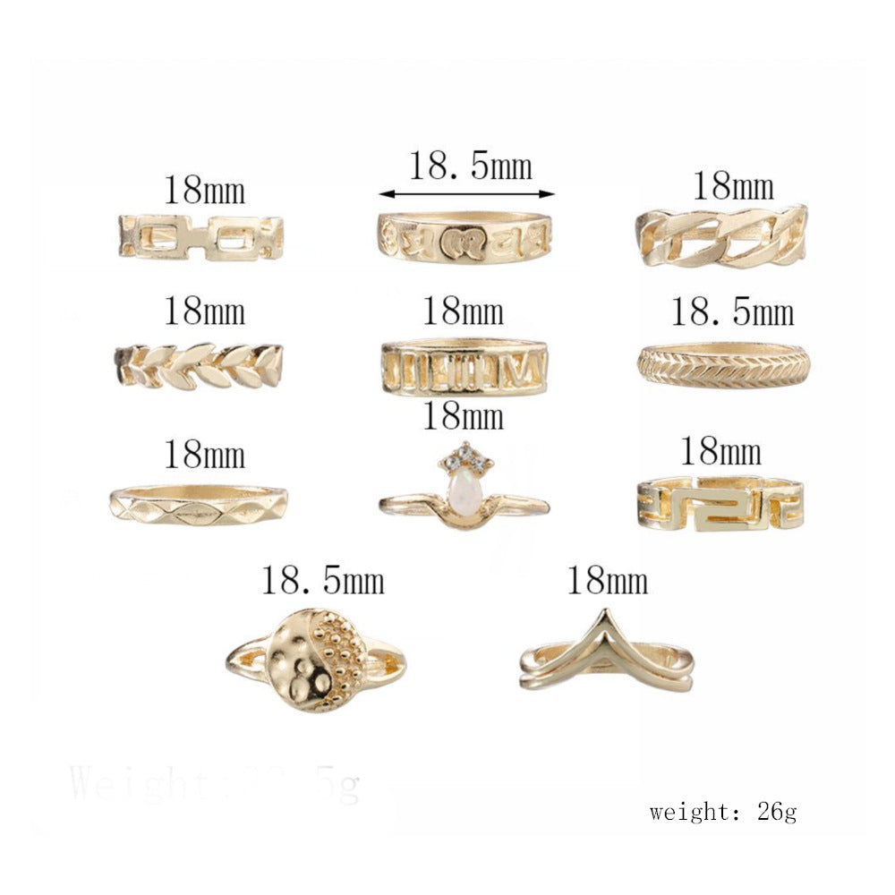 Wholesale  Geometric  Pattern Diamond Set of 11-Piece Ring