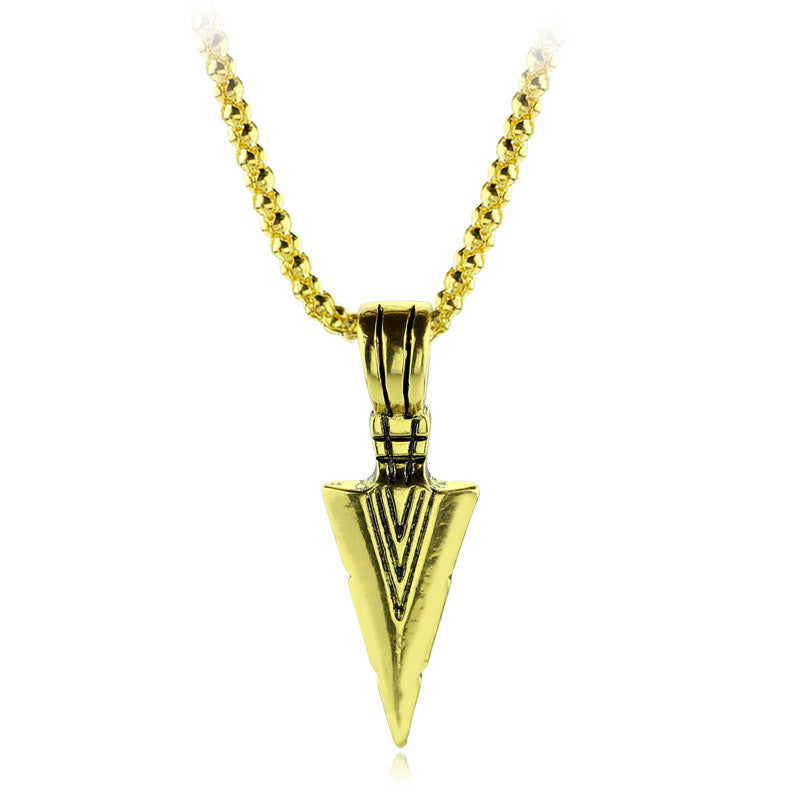 Wholesale Triangle Arrowhead Men's Alloy Vintage Pendant Necklace