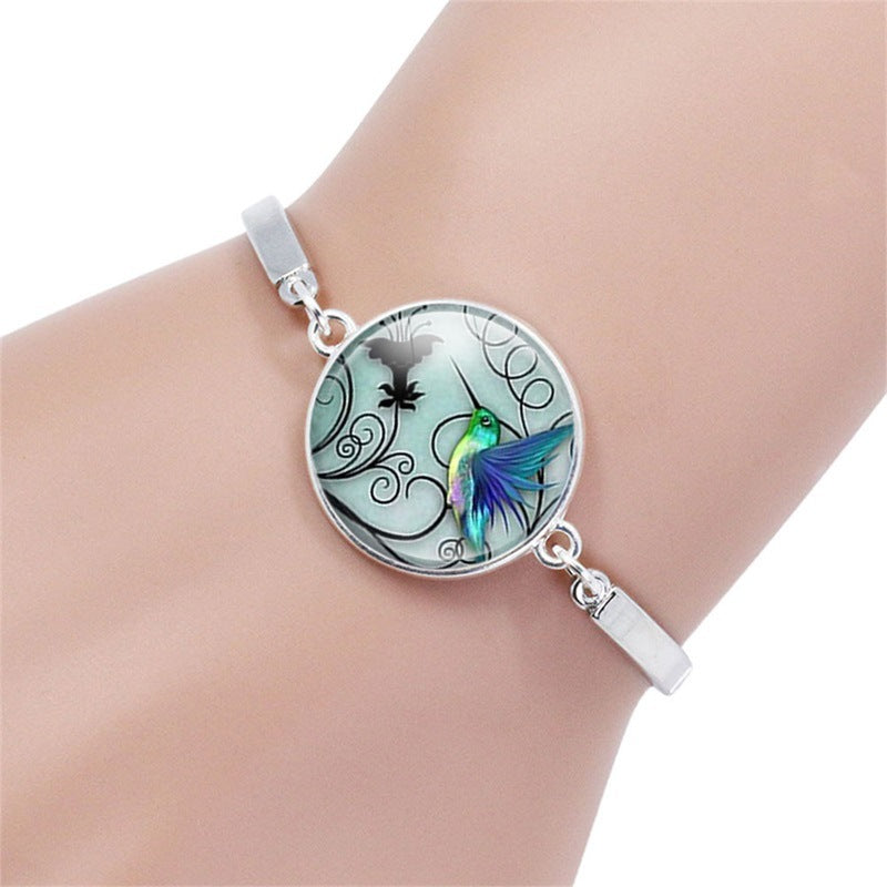 Wholesale Blue Hummingbird Pattern Gemstone Creative Alloy Bracelet ACC-BT-NingHe003