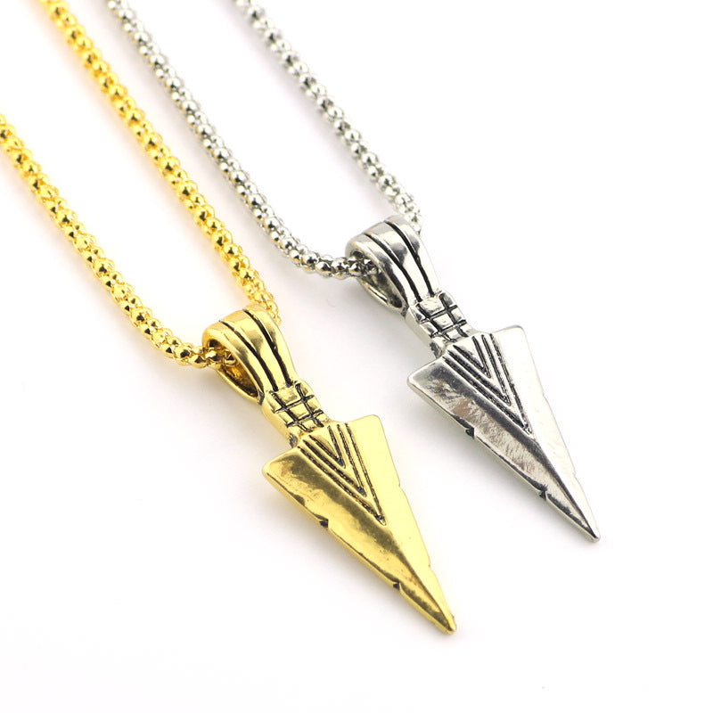 Wholesale Triangle Arrowhead Men's Alloy Vintage Pendant Necklace