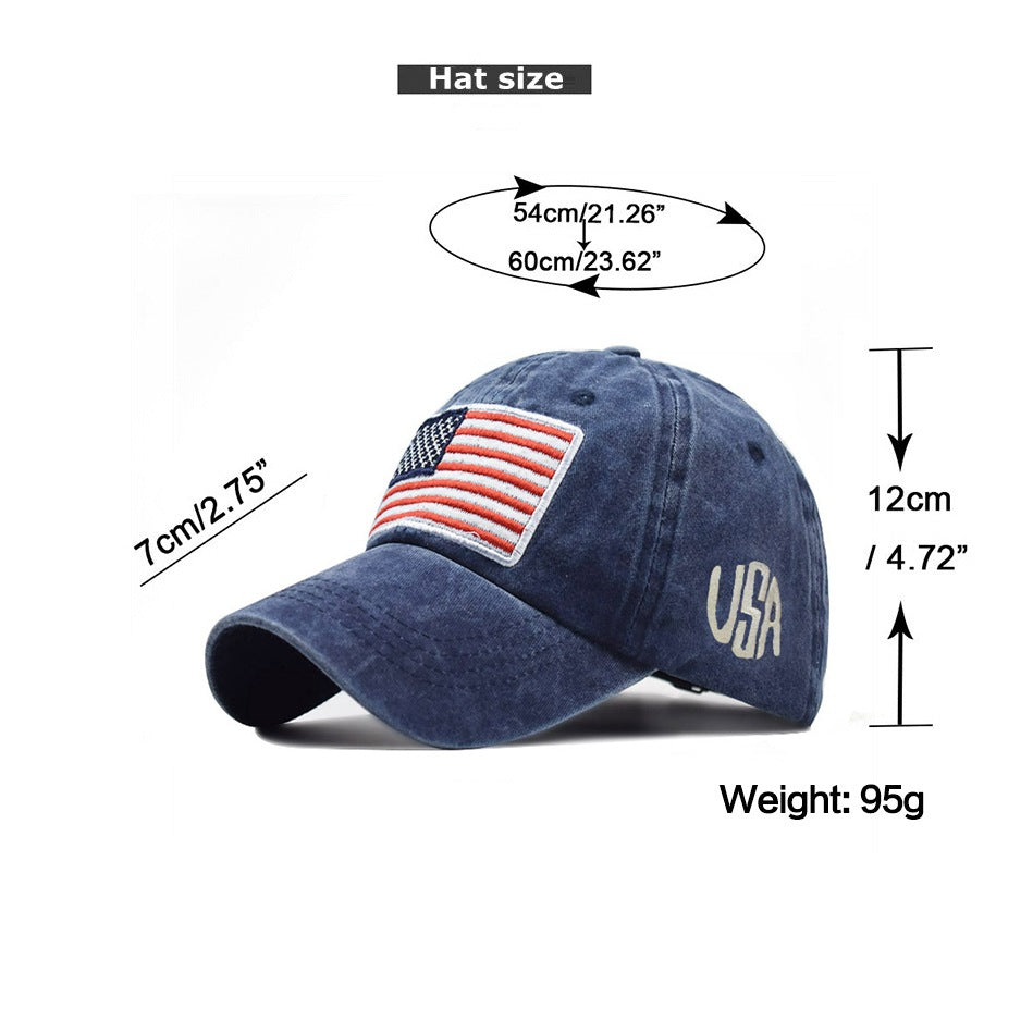 Wholesale Washed Old Letter American Flag Baseball Cap