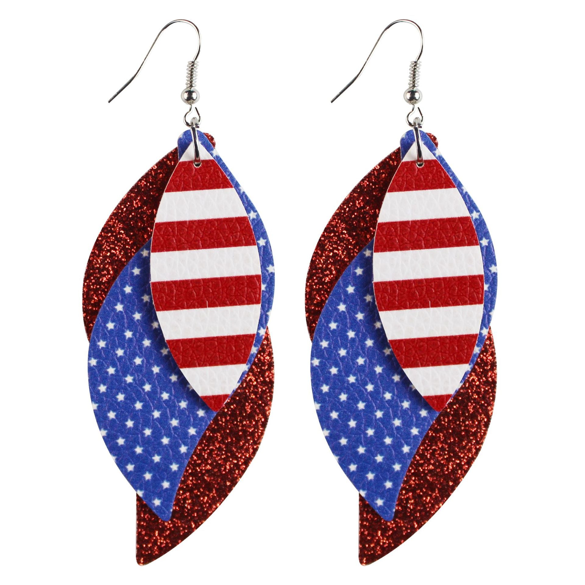 Wholesale PU Leather Printed US Election Independence Day Theme Earrings