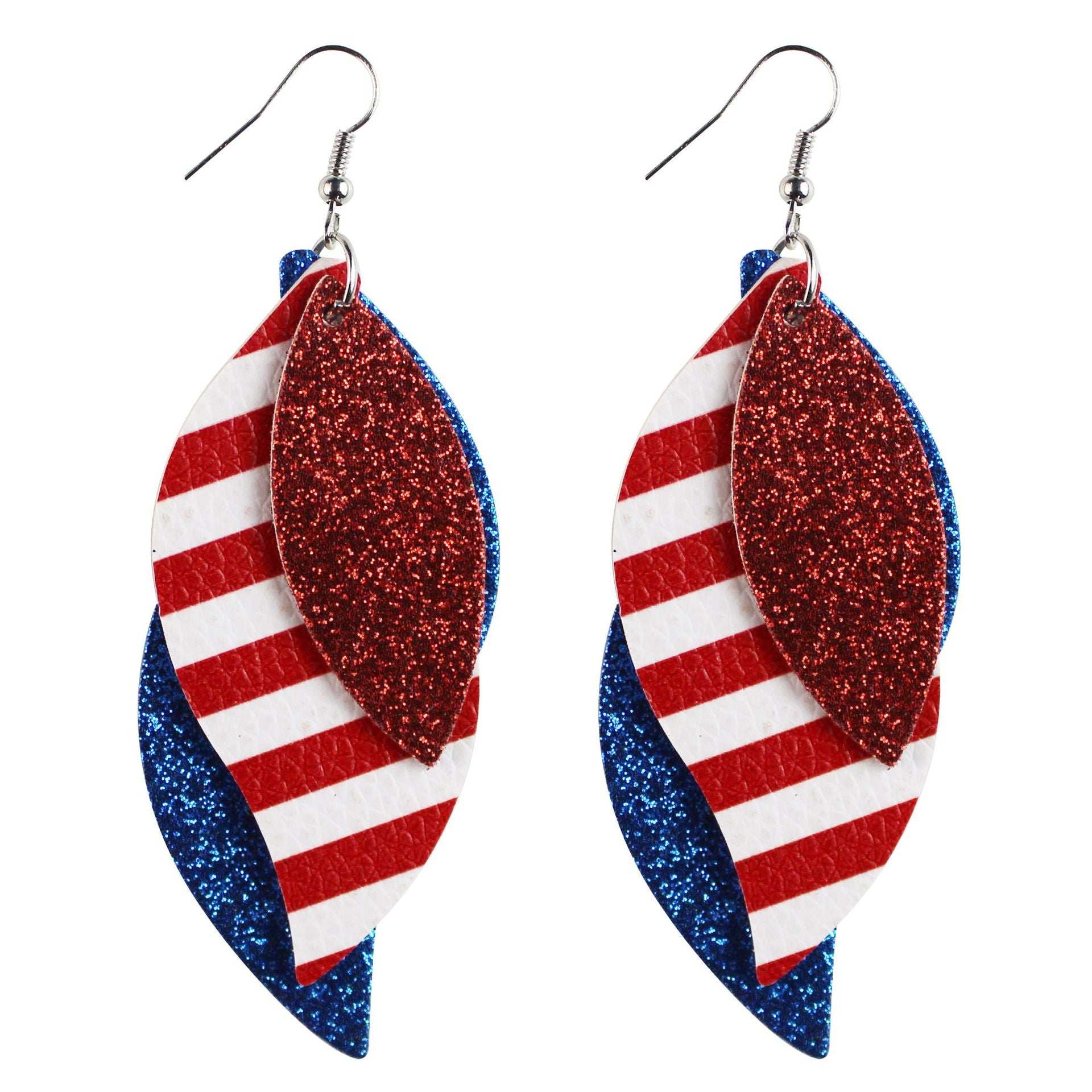 Wholesale PU Leather Printed US Election Independence Day Theme Earrings