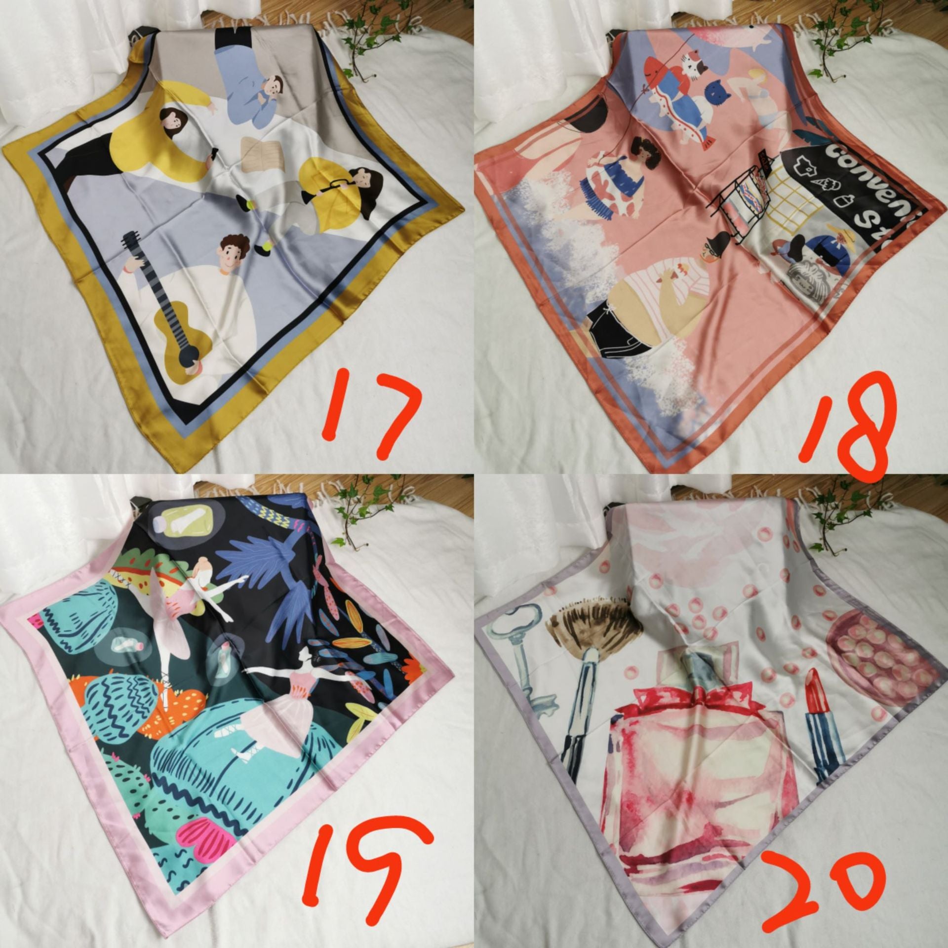 Wholesale Printed Four-Season  Silk f 53* 53cm Large Square Scarf