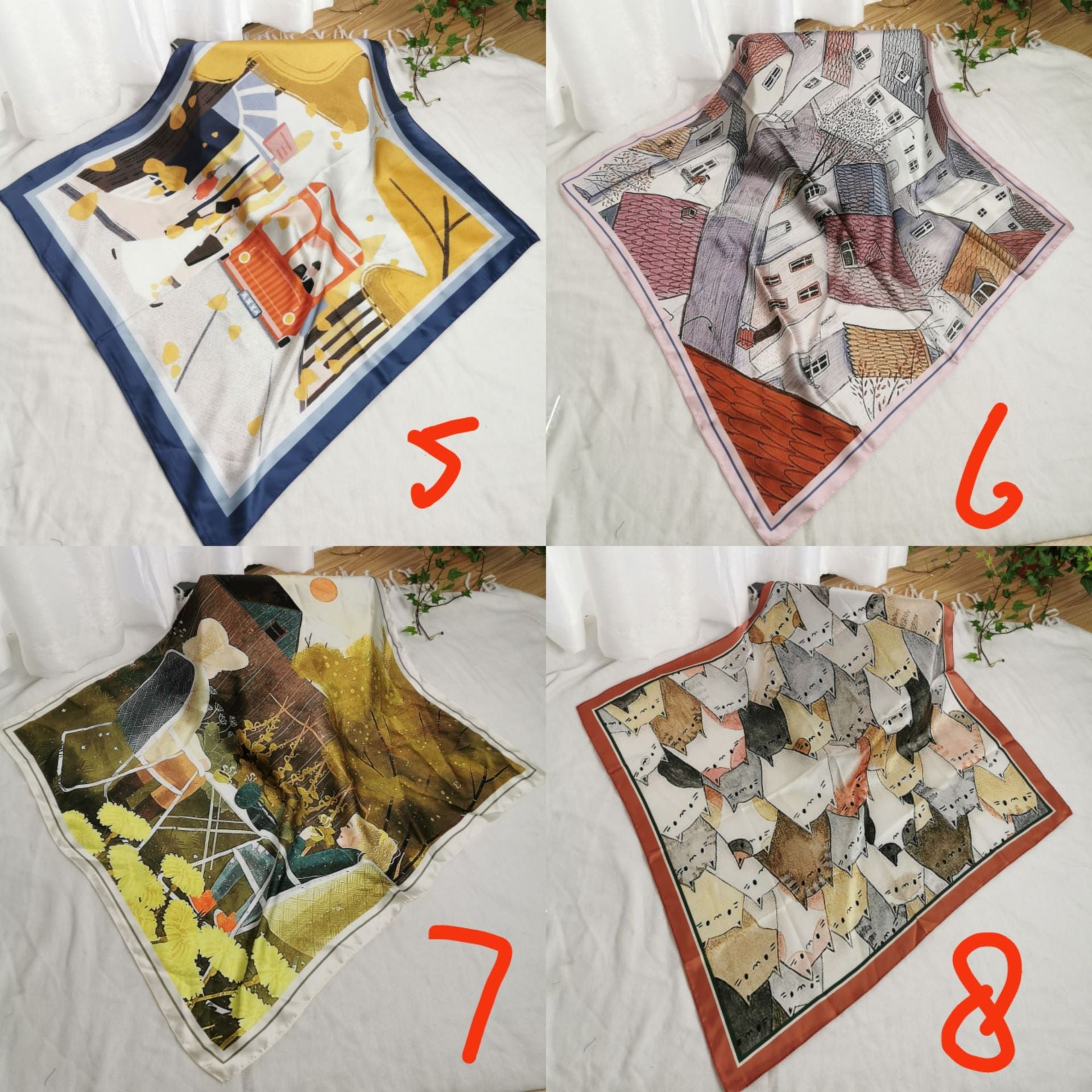 Wholesale Printed Four-Season  Silk f 53* 53cm Large Square Scarf