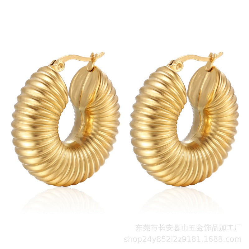 Wholesale Round Stainless Steel Hollow Earrings ACC-ES-MuShan053
