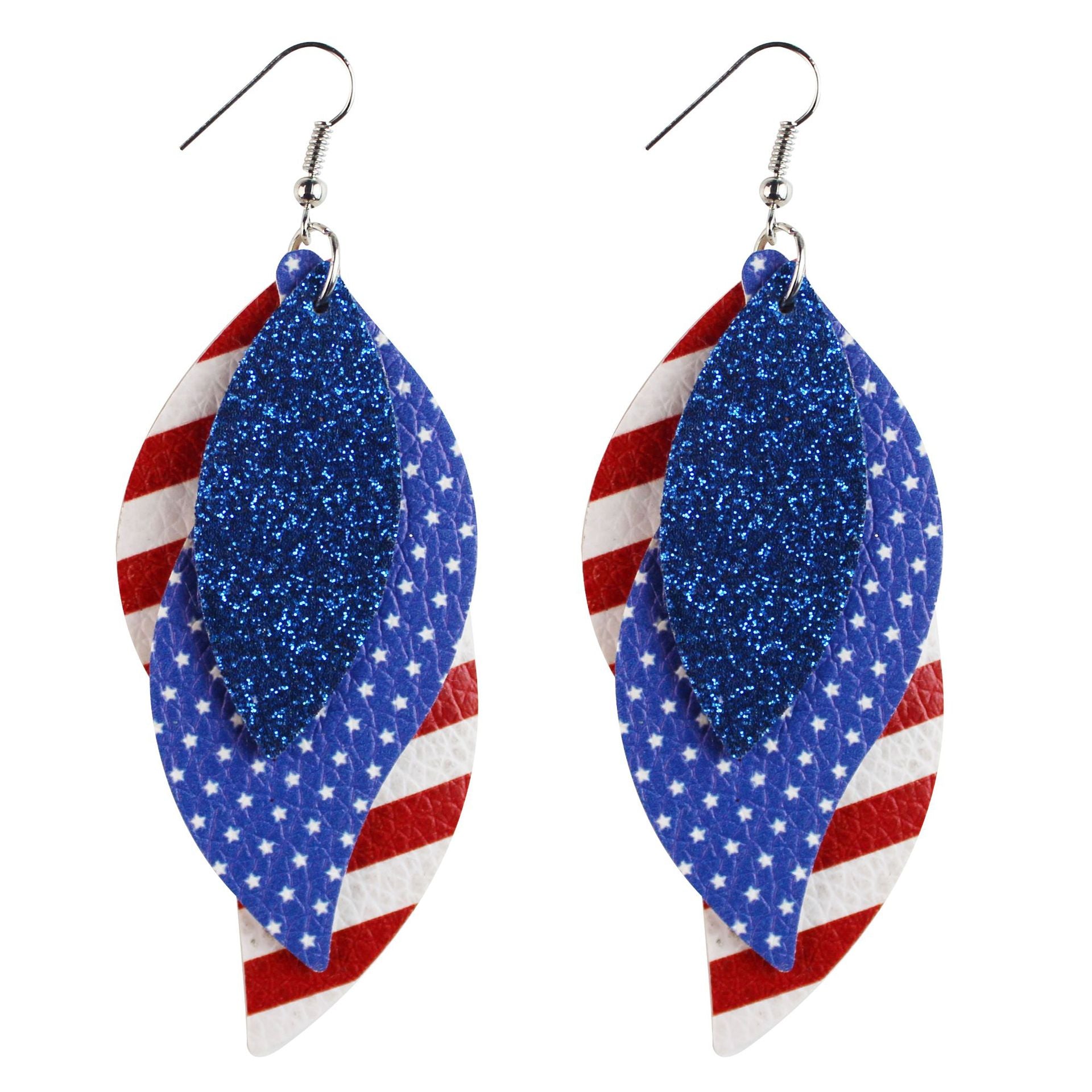 Wholesale PU Leather Printed US Election Independence Day Theme Earrings