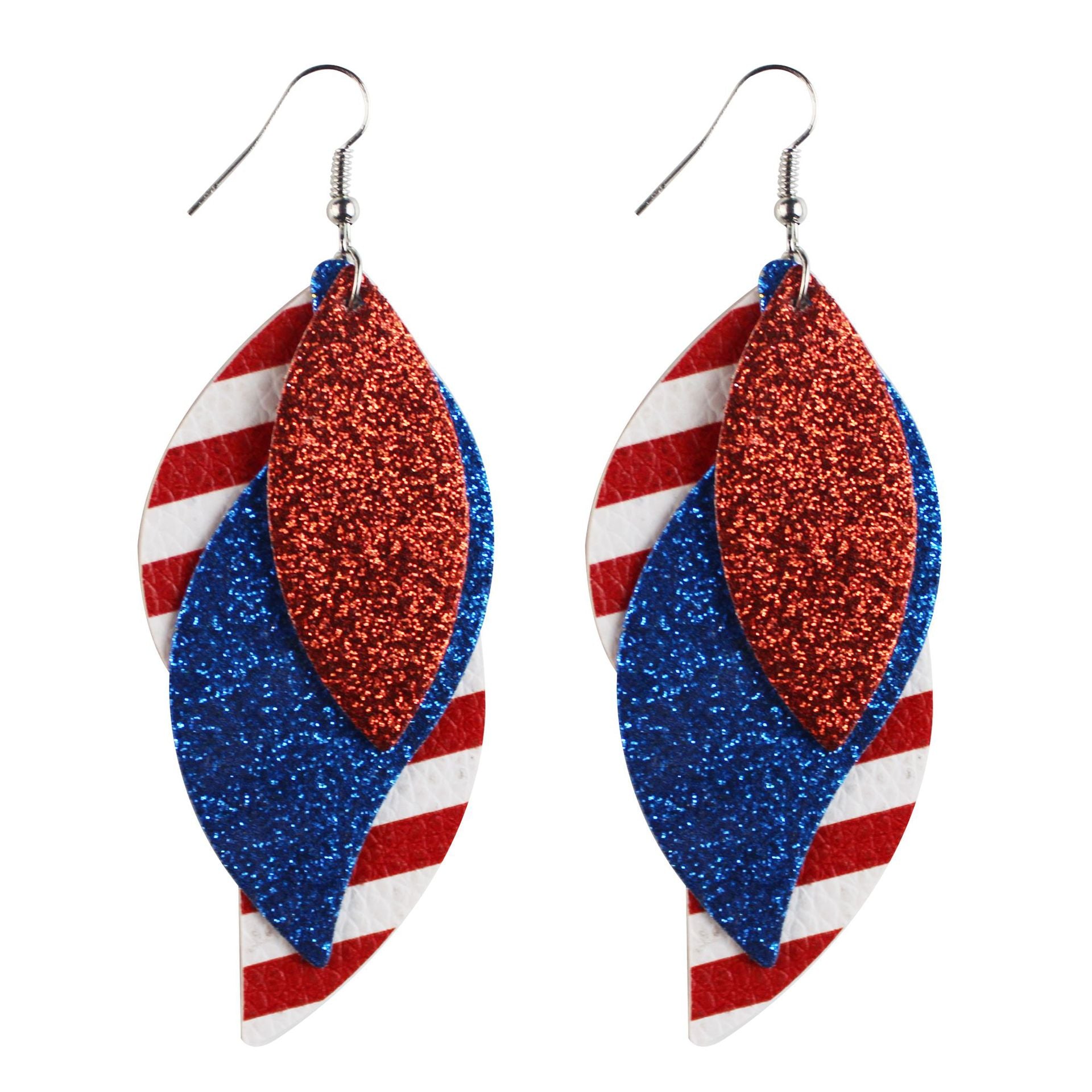 Wholesale PU Leather Printed US Election Independence Day Theme Earrings