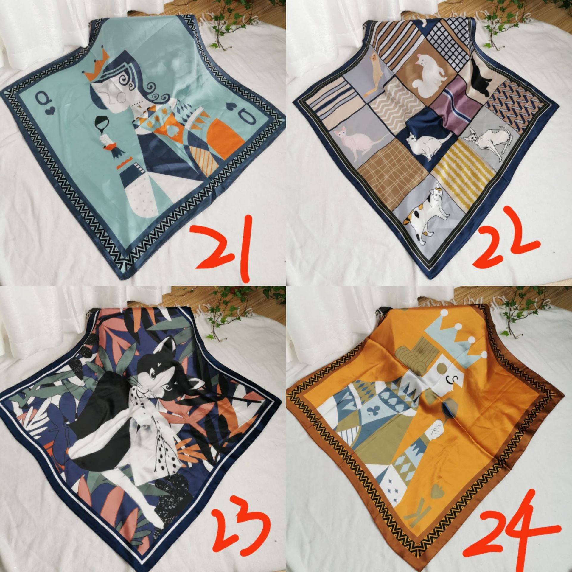 Wholesale Printed Four-Season  Silk f 53* 53cm Large Square Scarf