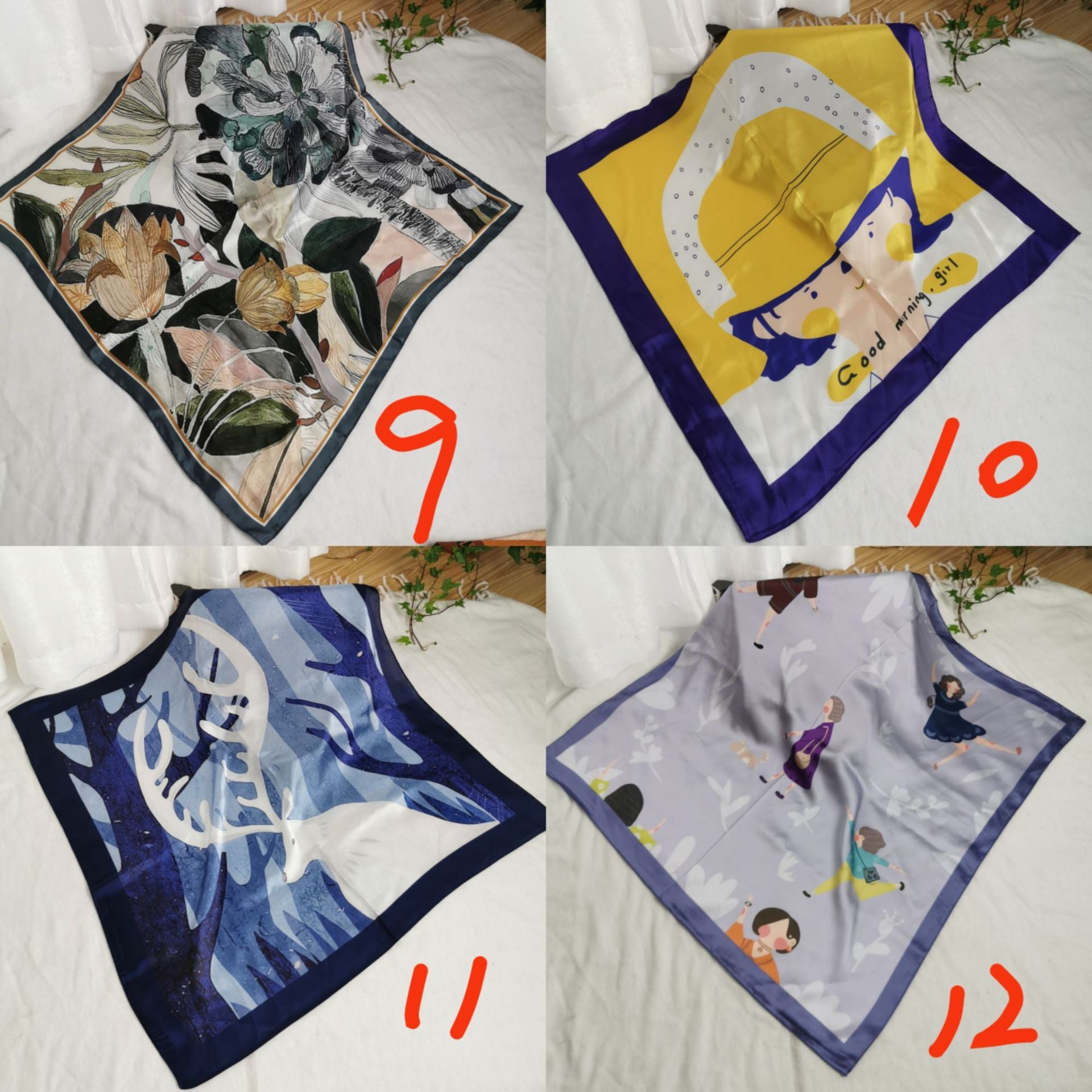 Wholesale Printed Four-Season  Silk f 53* 53cm Large Square Scarf