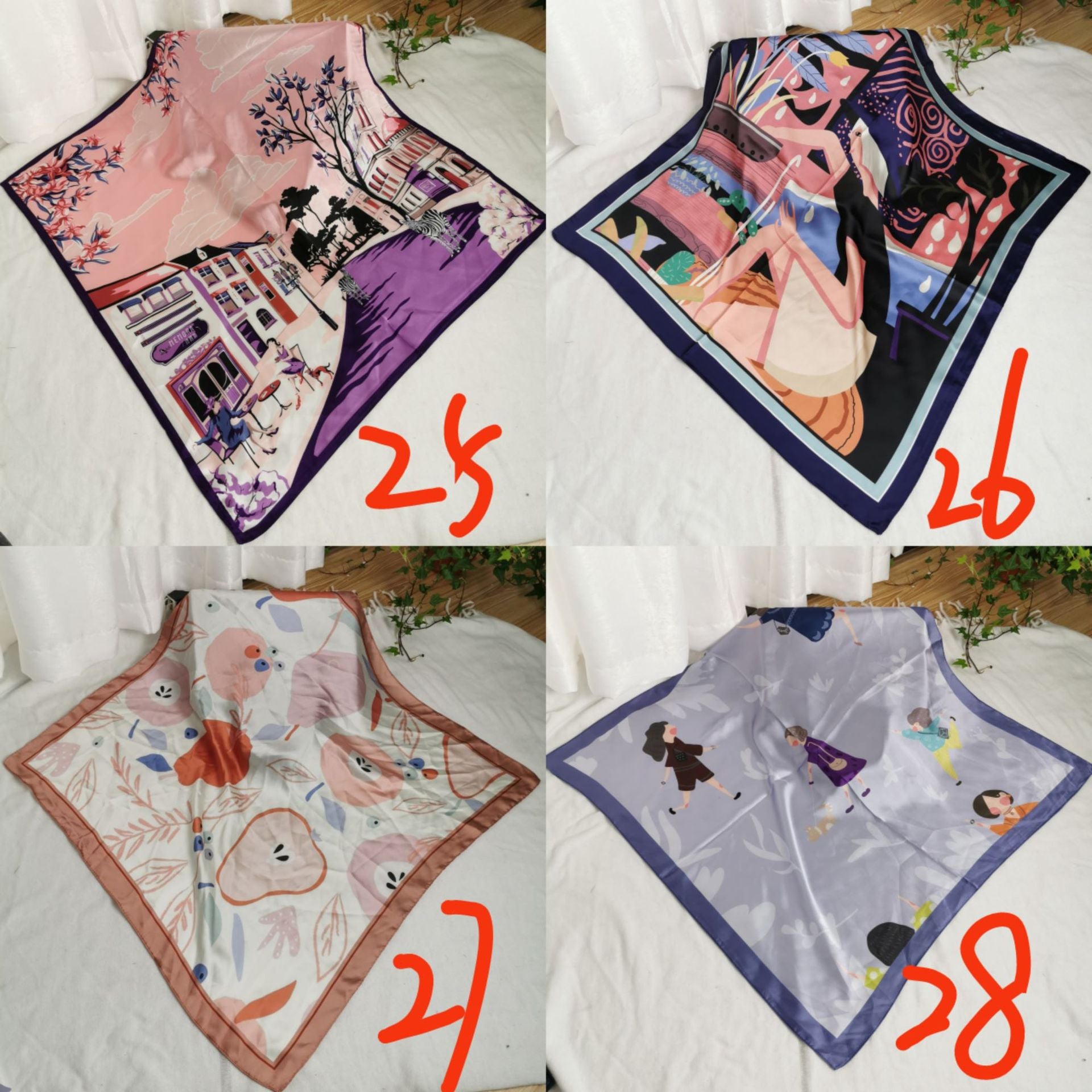 Wholesale Printed Four-Season  Silk f 53* 53cm Large Square Scarf