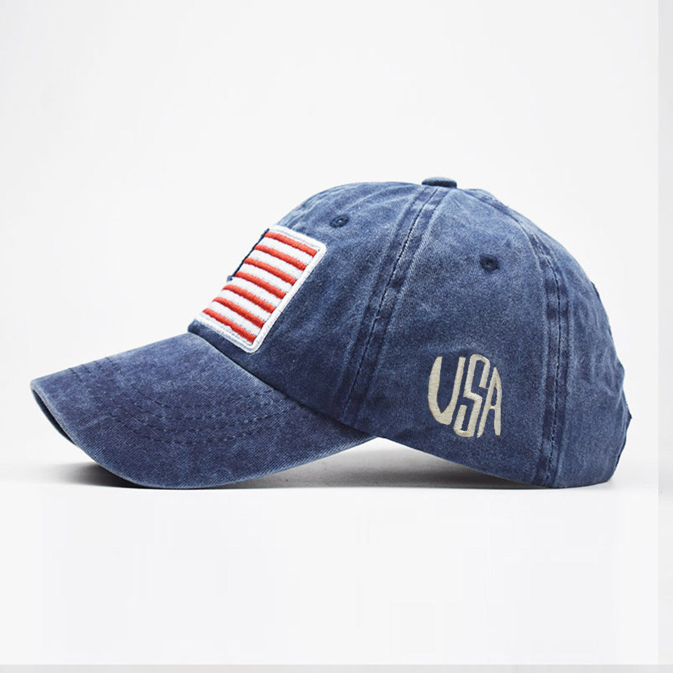 Wholesale Washed Old Letter American Flag Baseball Cap