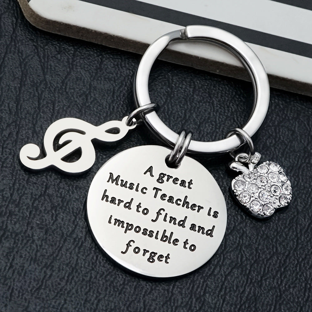 Wholesale Stainless Steel Teacher's Day Round Plate with Engraving Keychain Pendant Bulk Keychains Creative Keychain ACC-KC-BDNS001