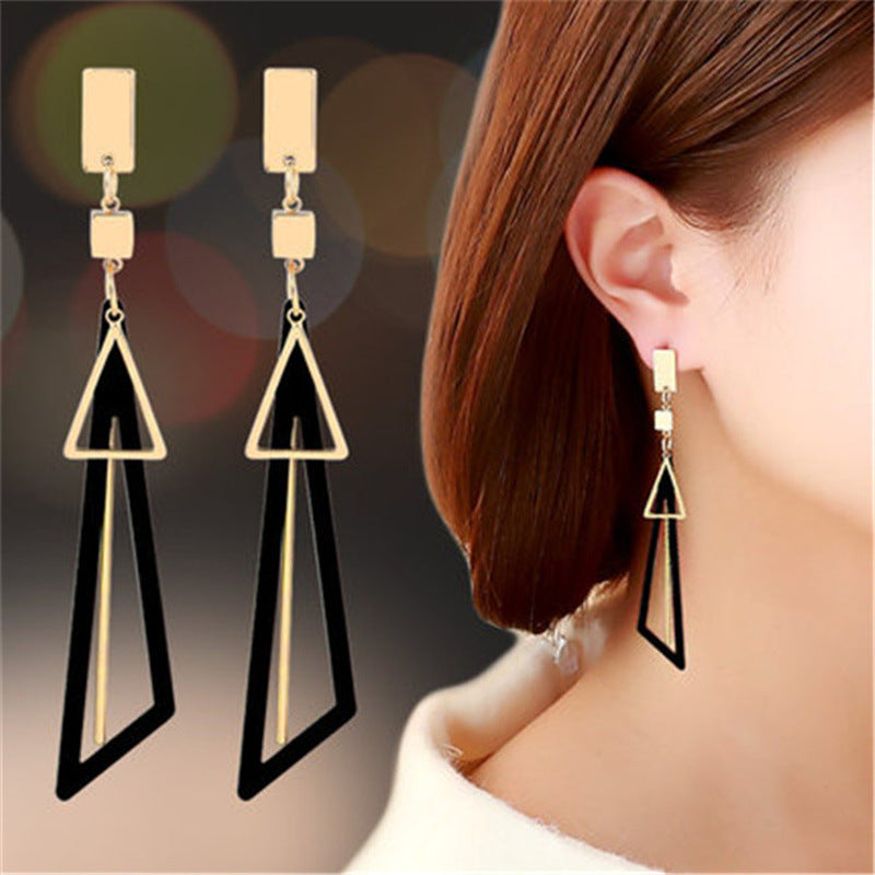 Wholesale Korean Style Geometric Triangle Earrings Metal Electroplated Jewelry Accessory