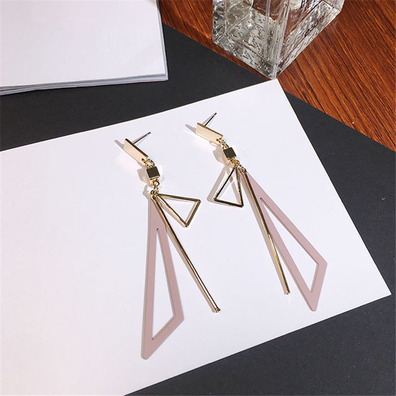 Wholesale Korean Style Geometric Triangle Earrings Metal Electroplated Jewelry Accessory