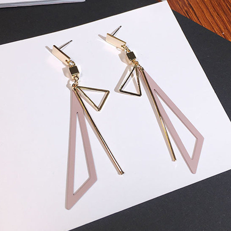 Wholesale Korean Style Geometric Triangle Earrings Metal Electroplated Jewelry Accessory