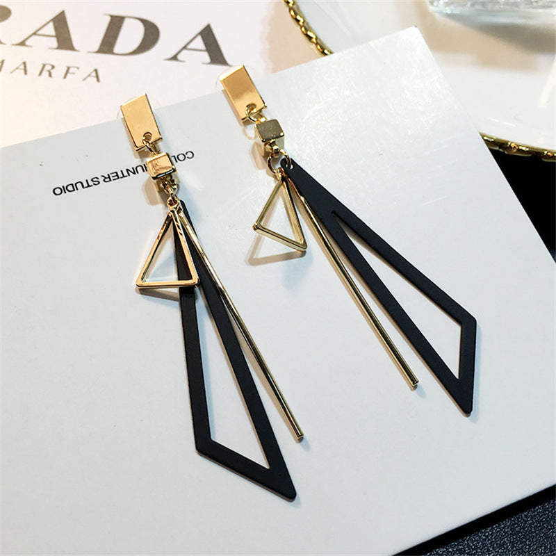Wholesale Korean Style Geometric Triangle Earrings Metal Electroplated Jewelry Accessory