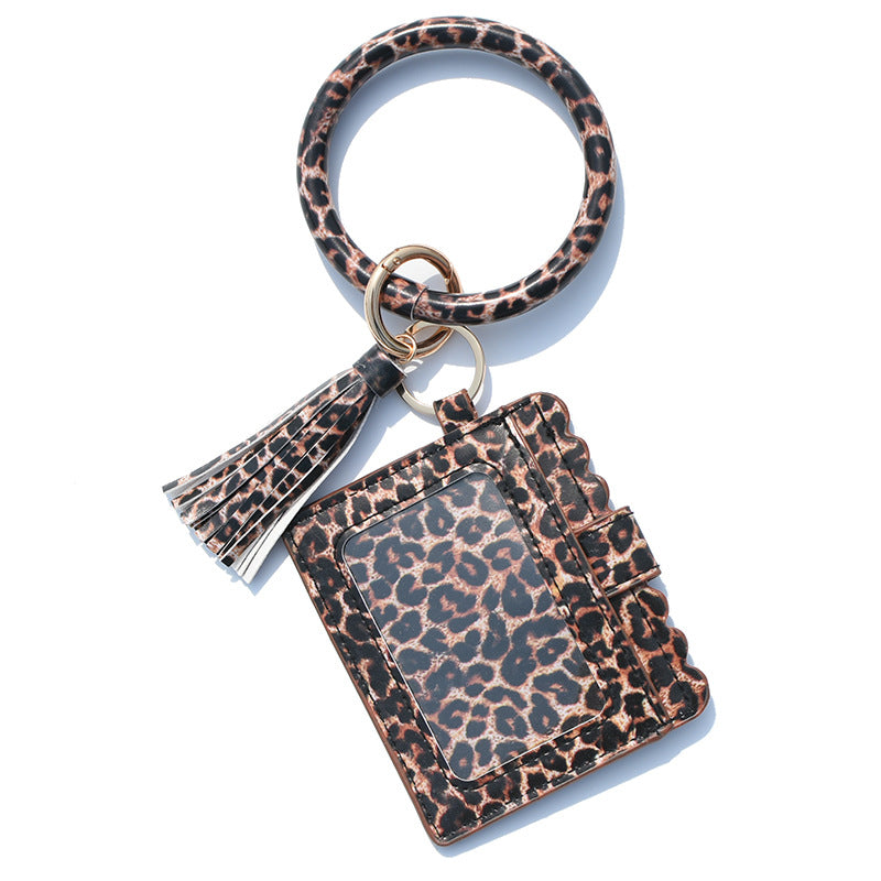 Wholesale Leopard Print PU Leather Tassel Keychain Wallet - Chic Fashion Accessory for Gift
