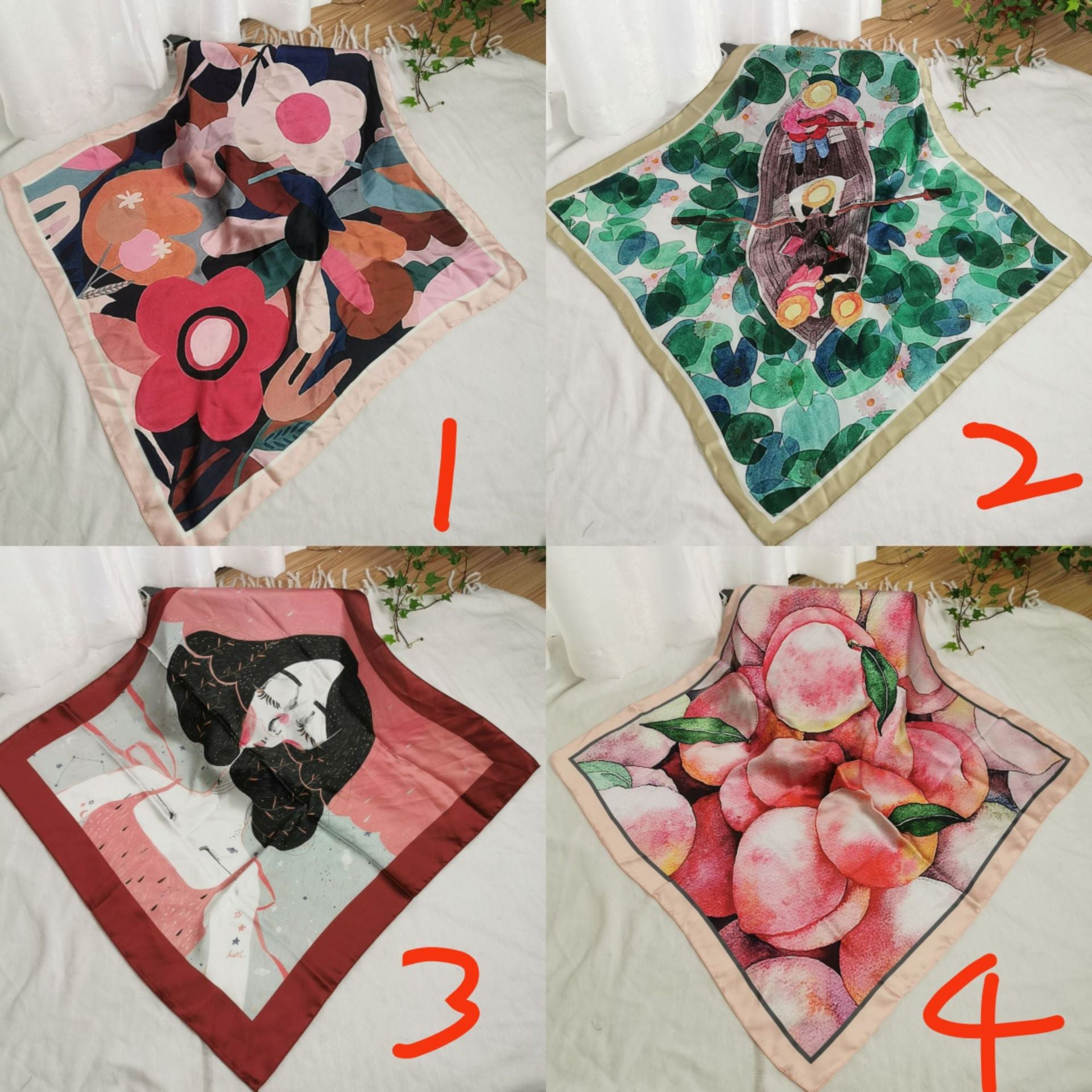 Wholesale Printed Four-Season  Silk f 53* 53cm Large Square Scarf
