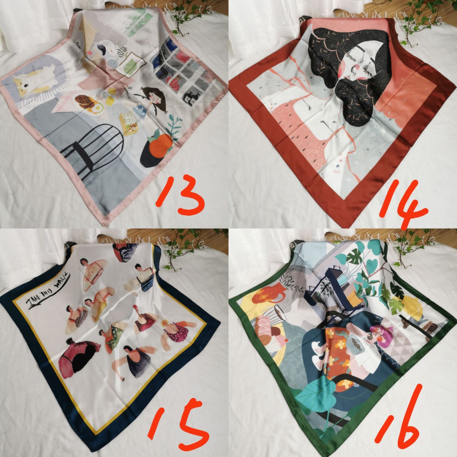 Wholesale Printed Four-Season  Silk f 53* 53cm Large Square Scarf