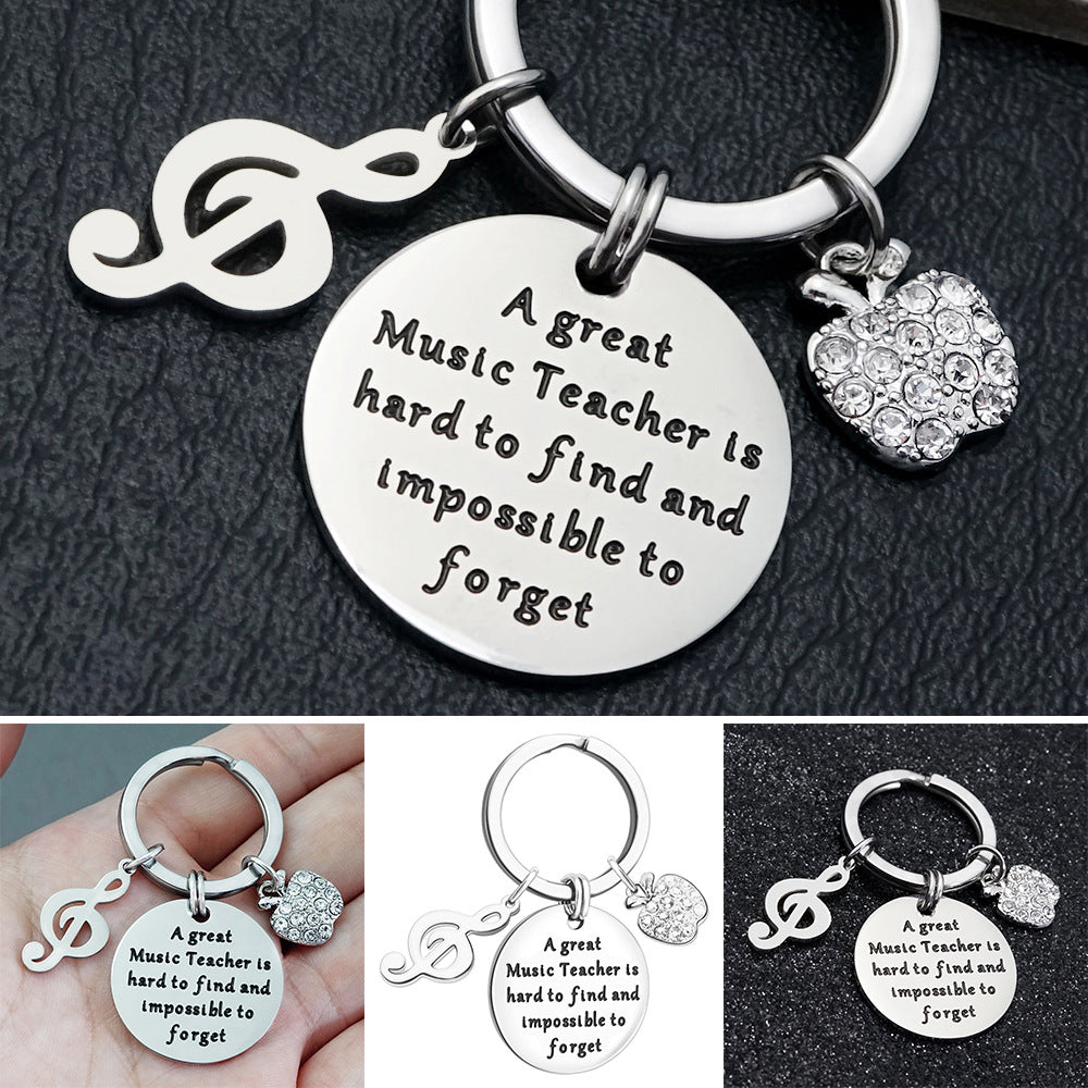 Wholesale Stainless Steel Teacher's Day Round Plate with Engraving Keychain Pendant Bulk Keychains Creative Keychain ACC-KC-BDNS001