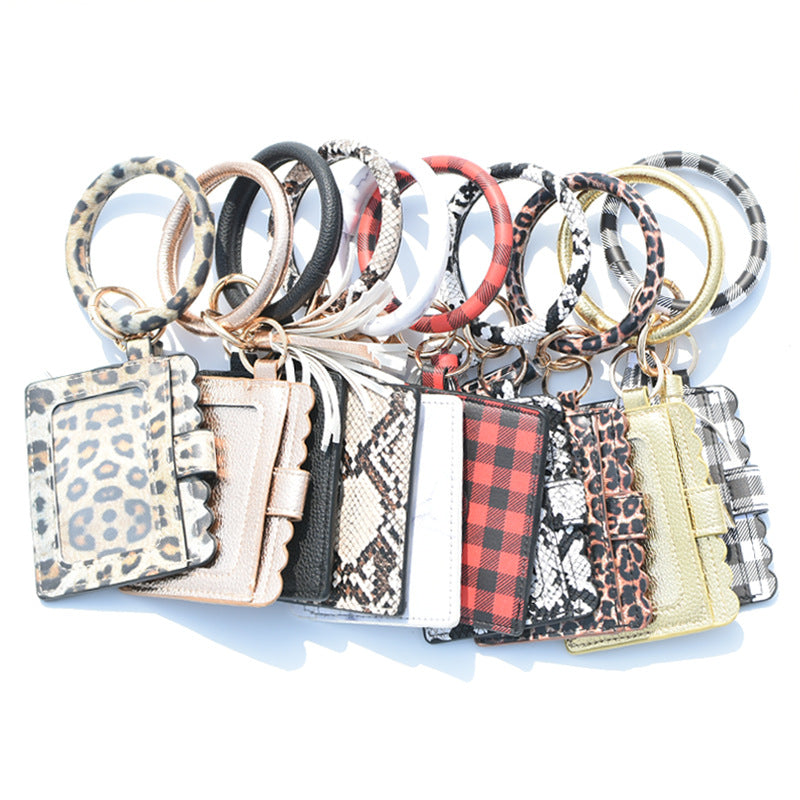 Wholesale Leopard Print PU Leather Tassel Keychain Wallet - Chic Fashion Accessory for Gift