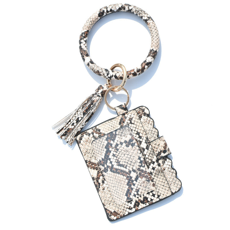 Wholesale Leopard Print PU Leather Tassel Keychain Wallet - Chic Fashion Accessory for Gift