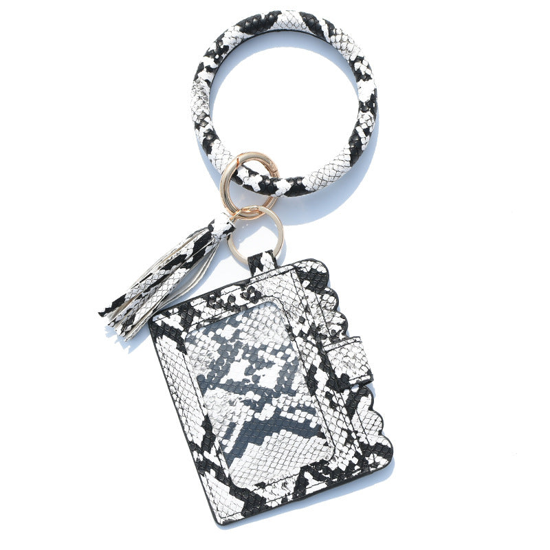 Wholesale Leopard Print PU Leather Tassel Keychain Wallet - Chic Fashion Accessory for Gift