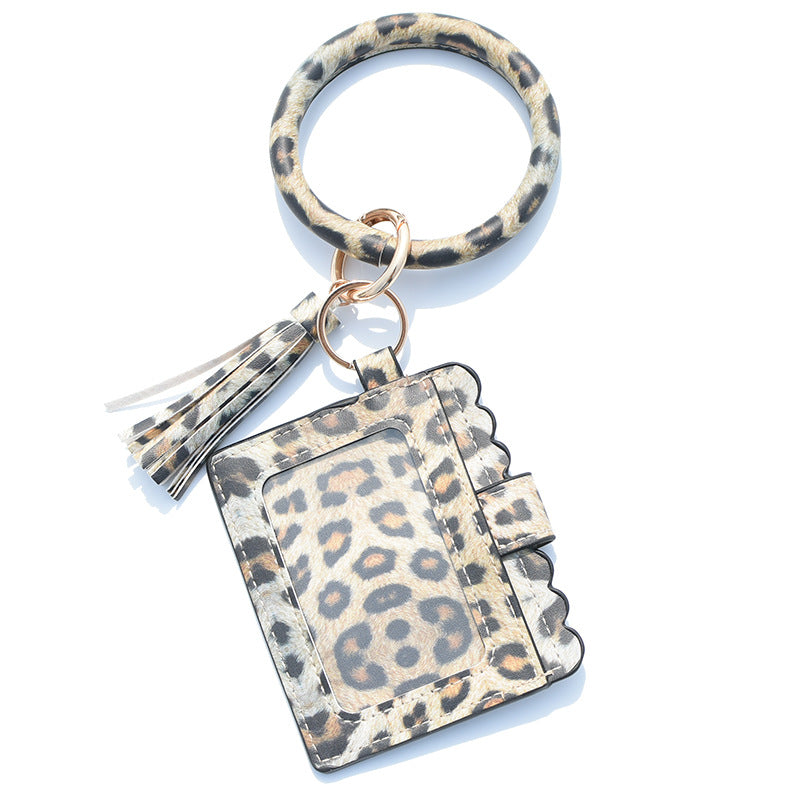 Wholesale Leopard Print PU Leather Tassel Keychain Wallet - Chic Fashion Accessory for Gift